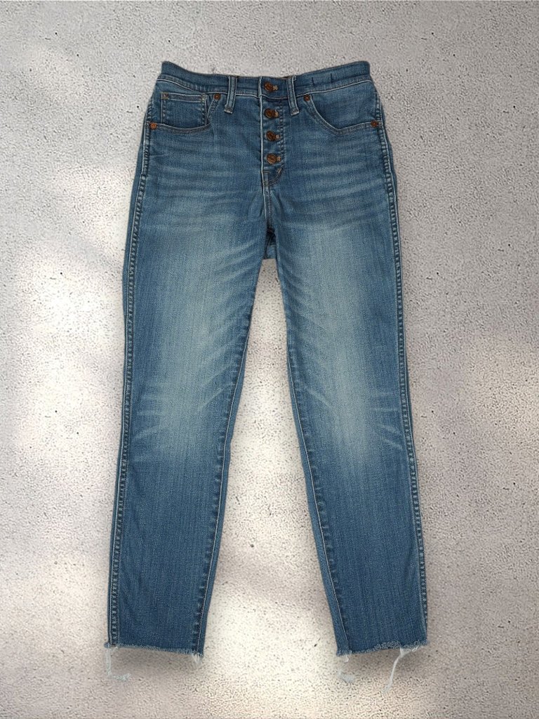 Madewell 10" High-Rise Skinny Crop Jeans Women's 28 Blue Medium Wash Button Fly